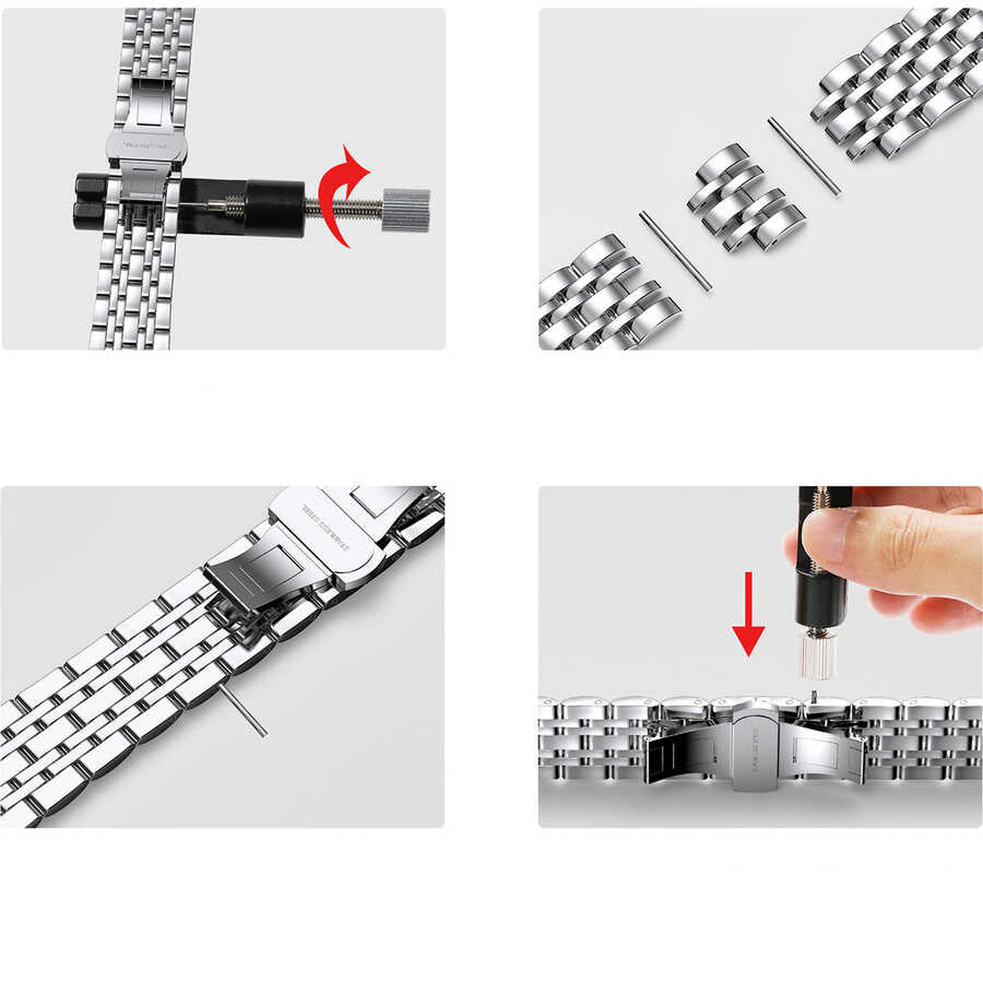 Watch Ultra 49mm Kordon Wiwu Seven Beads Steel Belt Metal Strap Kayış - 2 Watch Ultra 49mm Kordon Wiwu Seven Beads Steel Belt Metal Strap Kayış - 2